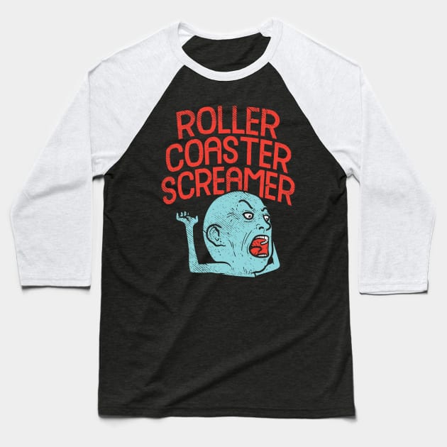 Roller Coaster Screamer Baseball T-Shirt by maxdax